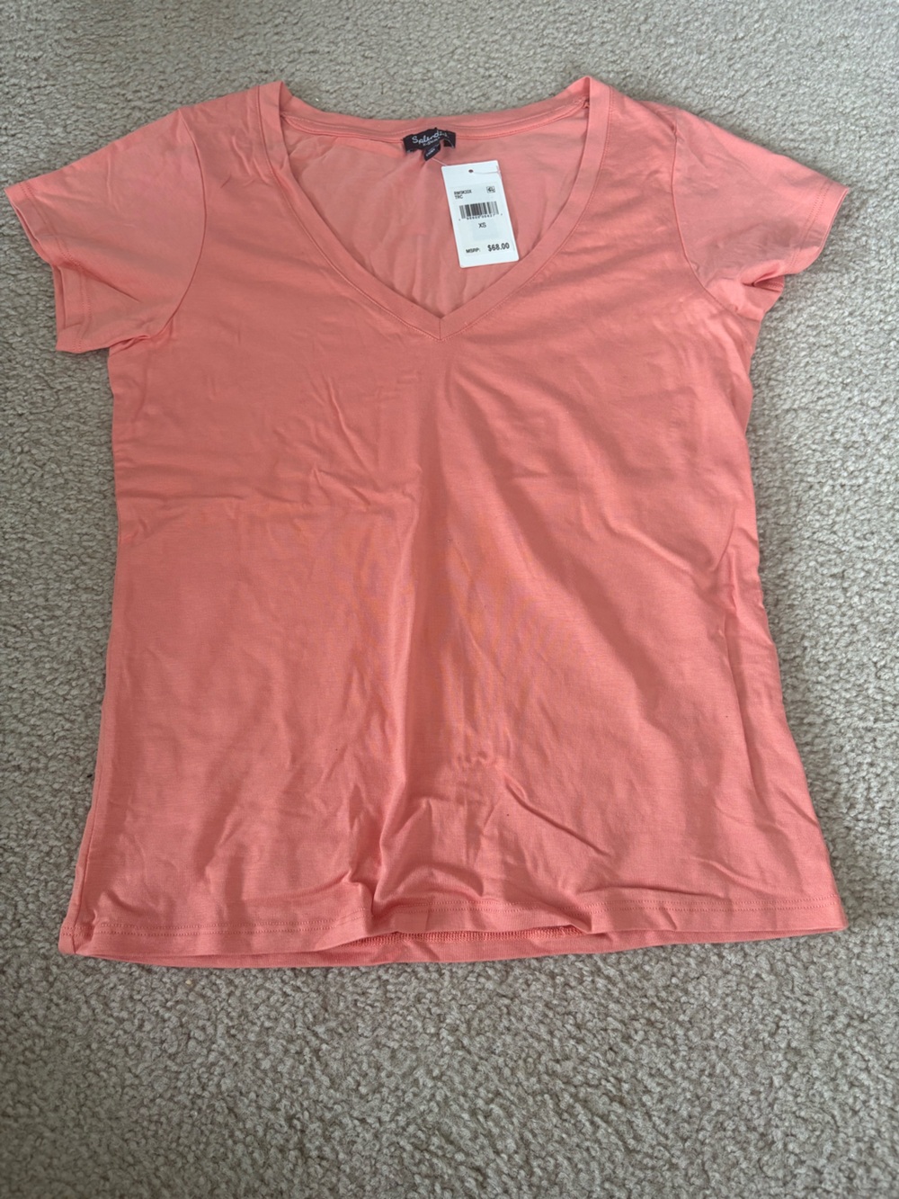 Splendid Coral V-Neck Short Sleeve Tee